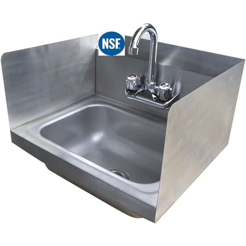 Winholt - 16" x16" Stainless Steel Hand Sink with Knee Bracket, Gooseneck Faucet & 2 Side Splashes - WS-HS-1616KV-2SS-SV (Non-Cancelable Item, ETA 2-4 Weeks, SPECIAL ORDER)