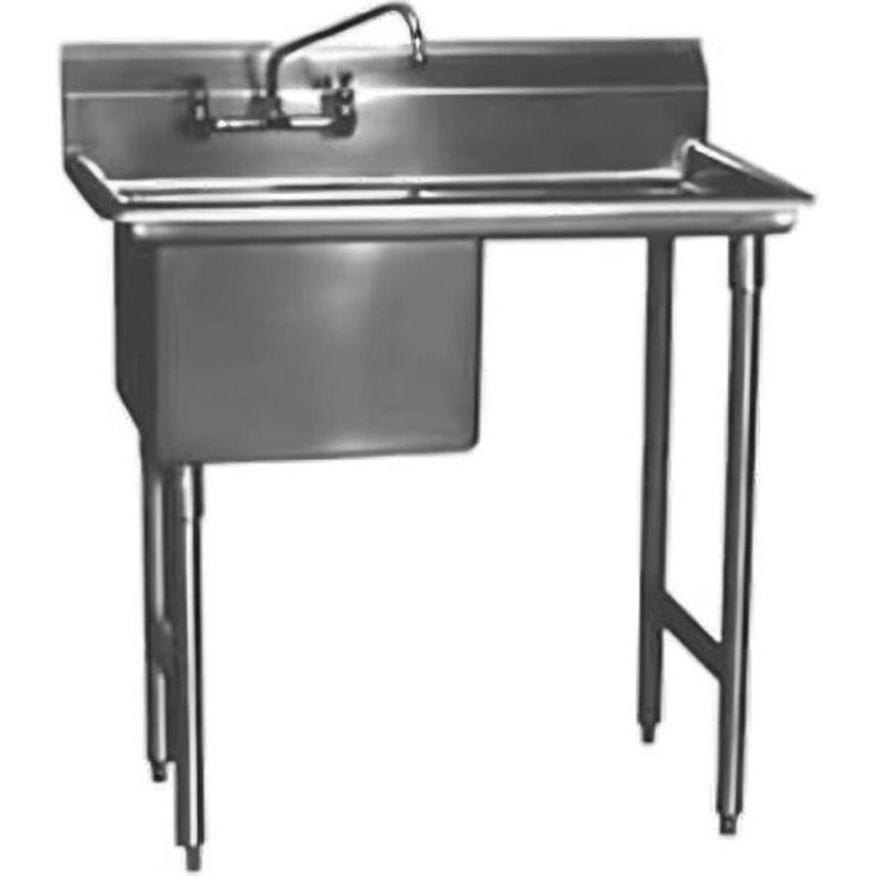 Winholt - 18" x 18" Stainless Steel One Compartment Sink with Right Drainboard - WS1T1818RD18 (Non-Cancelable Item, ETA 2-4 Weeks, SPECIAL ORDER)
