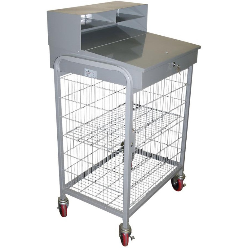 Winholt - 22" Gray Enclosed Wire Mesh Sides Steel Receiving Shop Desk - OTE-2227E1-GY (Non-Cancelable Item, ETA 2-4 Weeks, SPECIAL ORDER)