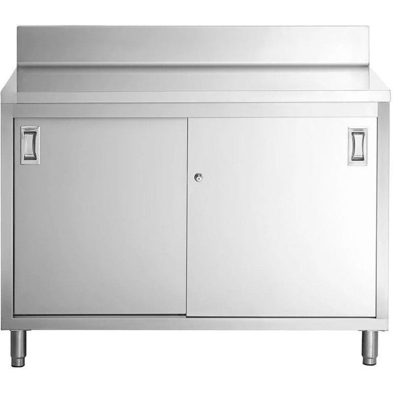 Winholt - 30" x 48" x 34" Double Sliding Doors High Stainless Steel Enclosed Cabinet Base with Mid Shelf - STCT-D3048-MS (Non-Cancelable Item, ETA 2-4 Weeks, SPECIAL ORDER)