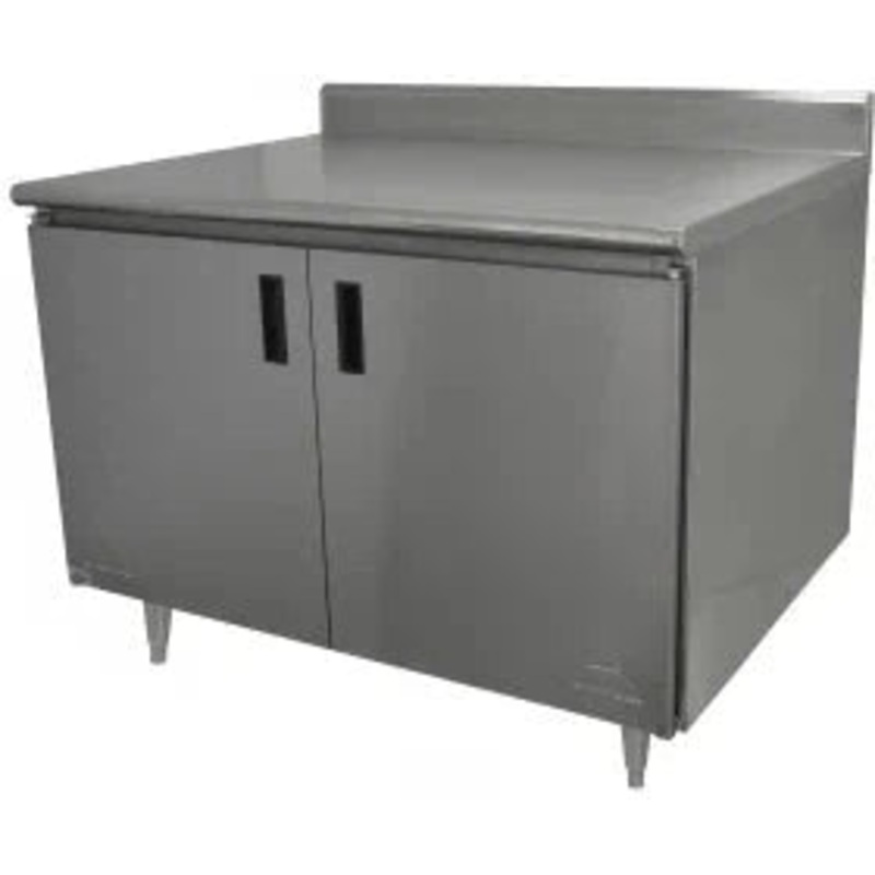 Winholt - 36" x 72" Stainless Steel Boxed Backsplash with 45 Return & (2) Sliding Doors with Mid-Shelf - STCT-BBD3672 (Non-Cancelable Item, ETA 2-4 Weeks, SPECIAL ORDER)