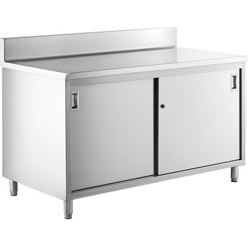 Winholt - 72" x 30" Stainless Steel Boxed Backsplash with 45 Return & (2) Sliding Doors with Mid-Shelf - STCT-BBD3072-MS (Non-Cancelable Item, ETA 2-4 Weeks, SPECIAL ORDER)