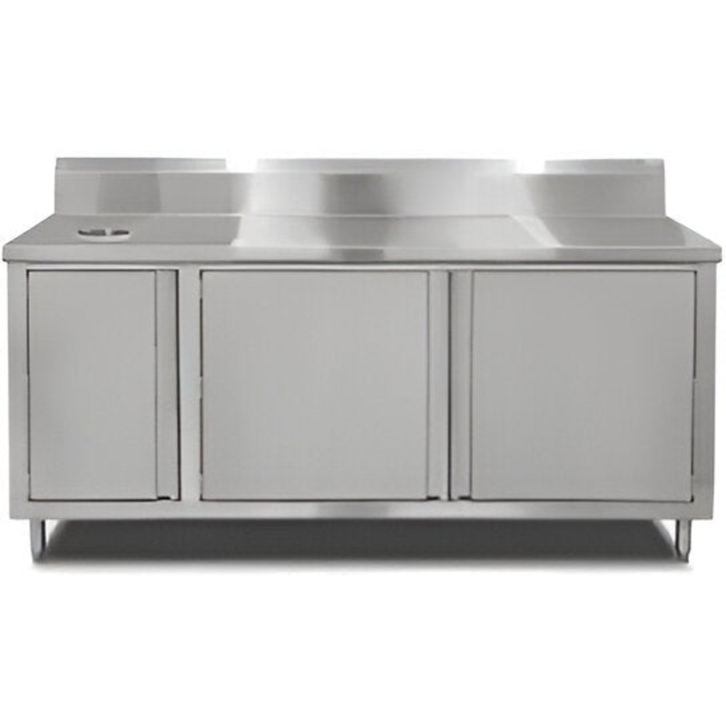 Winholt - 72" x 30" Stainless Steel Boxed Backsplash with 45 Return & (2) Sliding Doors without Mid-Shelf - STCT-BBD3072 (Non-Cancelable Item, ETA 2-4 Weeks, SPECIAL ORDER)