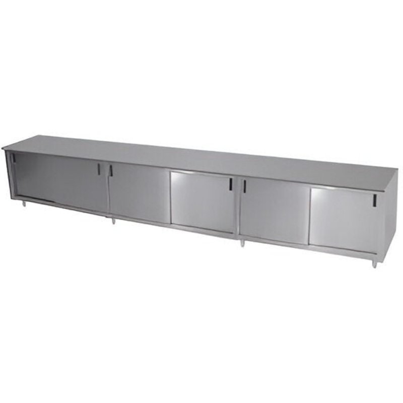 Winholt - 84" x 30" Stainless Steel Enclosed Base Table with (4) Sliding Doors without Mid-Shelf - STCT-D3084 (Non-Cancelable Item, ETA 2-4 Weeks, SPECIAL ORDER)