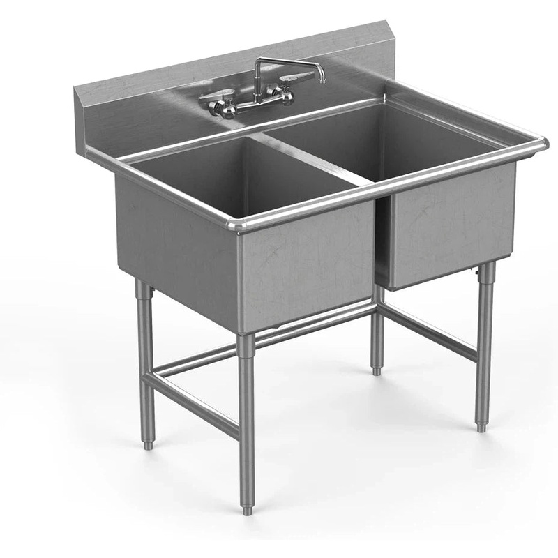 Winholt - 10" x 14" Stainless Steel Two Compartment Sink Without Drainboard - WS2T1014SS (Non-Cancelable Item, ETA 2-4 Weeks, SPECIAL ORDER)