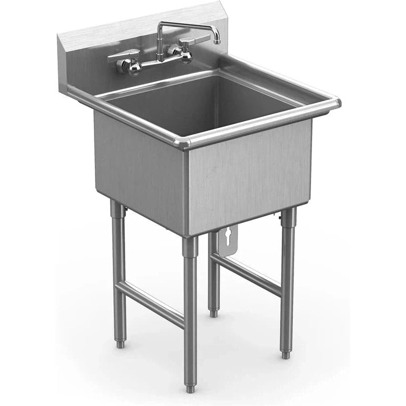 Winholt - 16" x 18" x 12" Stainless Steel One Compartment Sink with Left Splash - WS1T1618LSS (Non-Cancelable Item, ETA 2-4 Weeks, SPECIAL ORDER)