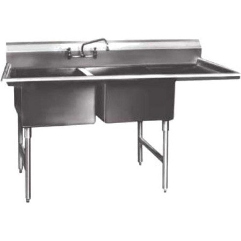 Winholt - 18" x 18" Stainless Steel Two Compartment Sink with 14" Backsplash - WS2T1818RD18-14DP-14GA (Non-Cancelable Item, ETA 2-4 Weeks, SPECIAL ORDER)