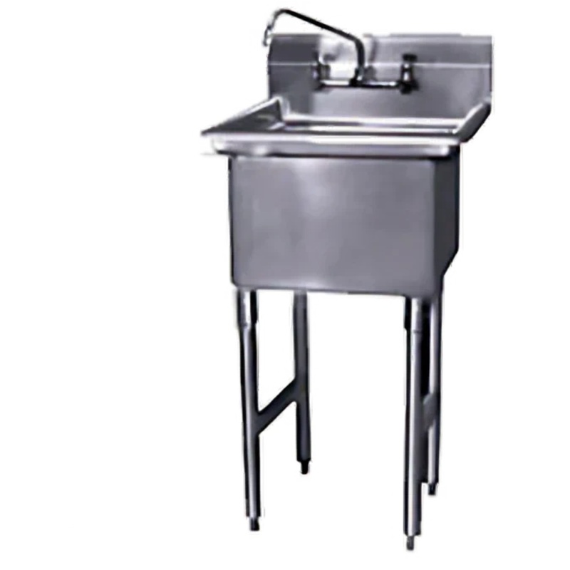 Winholt - 20" x 20" Stainless Steel One Compartment Sink with Left 24" Drainboard & Backsplash - WS1T2020LD24-14 (Non-Cancelable Item, ETA 2-4 Weeks, SPECIAL ORDER)