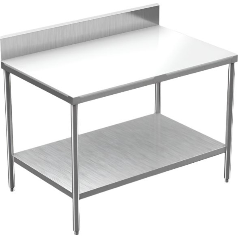Winholt - 24" x 120" Stainless Steel Poly Top Work Table With Undershelf, Backsplash and Mobile Unit with Casters - DPTSB-24120-MLC (Non-Cancelable Item, ETA 2-4 Weeks, SPECIAL ORDER)