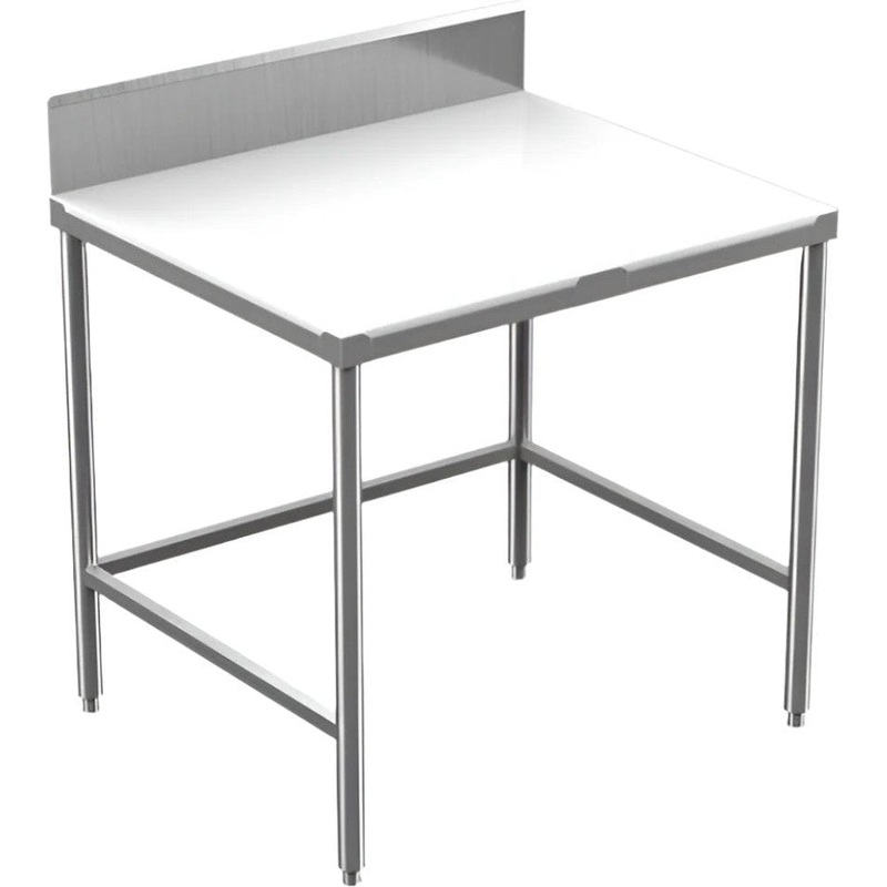 Winholt - 30" x 48" Stainless Steel Poly Top Open Base Work Table With Backsplash, and Mobile Unit with Casters - DPTB-3048-MLC (Non-Cancelable Item, ETA 2-4 Weeks, SPECIAL ORDER)