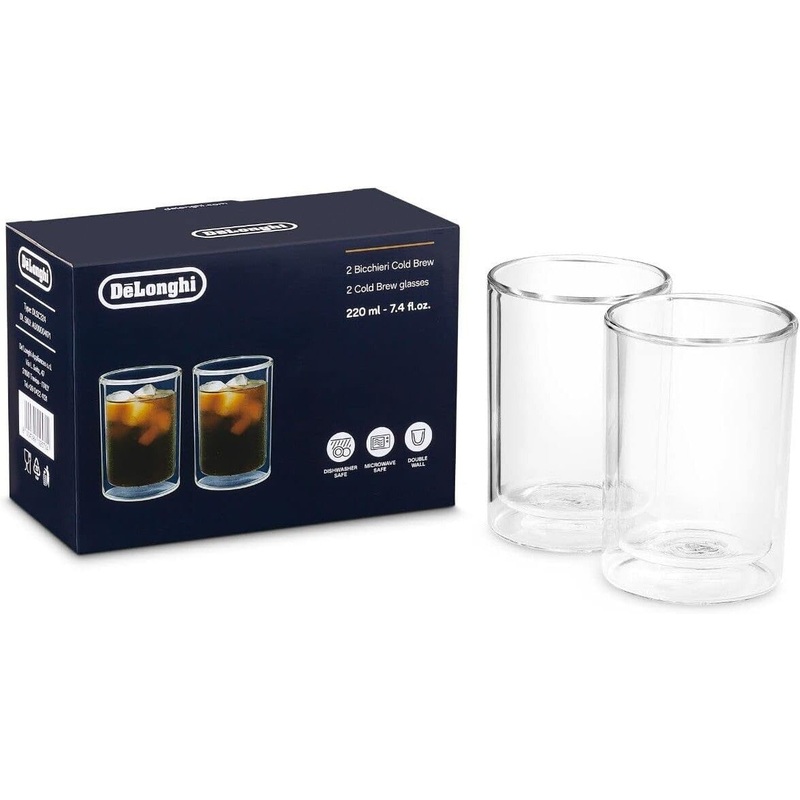 DeLonghi - 220 ml Double Wall Cold Brew Glass Small, Set of 2 - DLSC324
