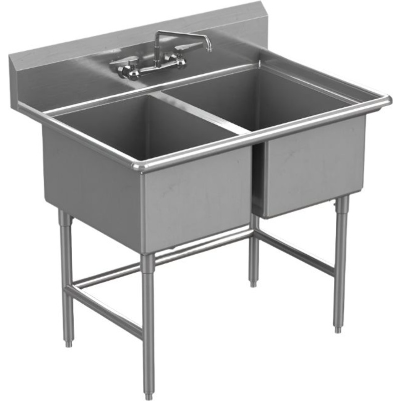 Winholt - 16" X 18" 2 Compartment with No Drainboards Stainless Steel Sink - WS2T1618-SS (Non-Cancelable Item, ETA 2-4 Weeks, SPECIAL ORDER)