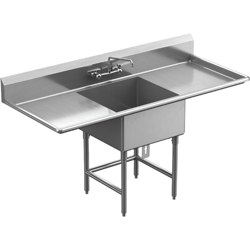 Winholt - 16" X 20" 1 Compartment with 2 Drainboards Stainless Steel Sink - WS1T16202D18 (Non-Cancelable Item, ETA 2-4 Weeks, SPECIAL ORDER)