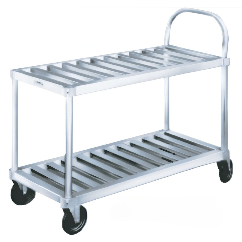 Winholt - 18" x 37" Aluminum Heavy Duty Sani Stock Carts T-Bar or Tubular Deck with Solid Top Shelf - TBST-1837-ST (Non-Cancelable Item, ETA 2-4 Weeks, SPECIAL ORDER)