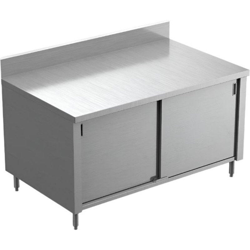 Winholt - 18" x 72" Stainless Steel Enclosed Base Table with Mid Shelf and Mobile Unit with Casters - STCT-BD1872-MS-MLC (Non-Cancelable Item, ETA 2-4 Weeks, SPECIAL ORDER)