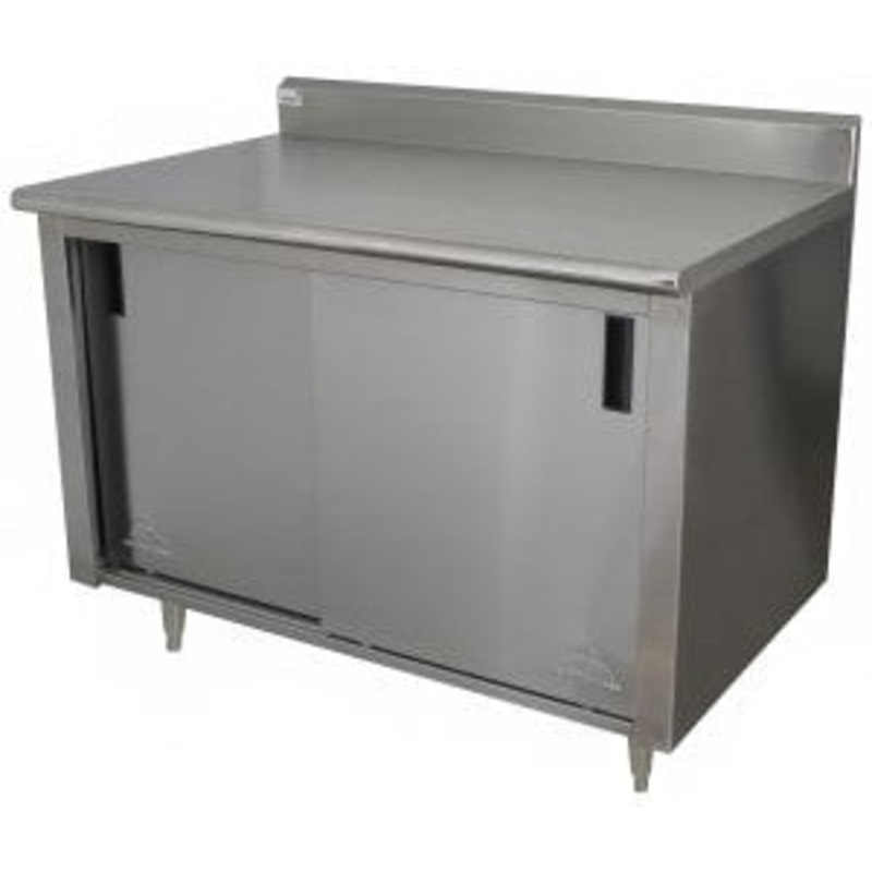 Winholt - 30" x 36" Work Table With Stainless Boxed Backsplash & 45 Return - STCT-BB3096H36-E (Non-Cancelable Item, ETA 2-4 Weeks, SPECIAL ORDER)