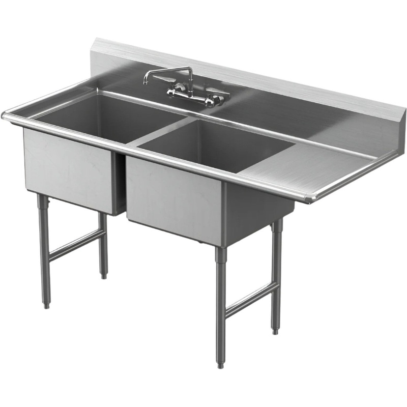 Winholt - 64.5" X 29.5" 1 Compartment with Right Drainboard Stainless Steel Sink - WS2T1824RD24-SS (Non-Cancelable Item, ETA 2-4 Weeks, SPECIAL ORDER)