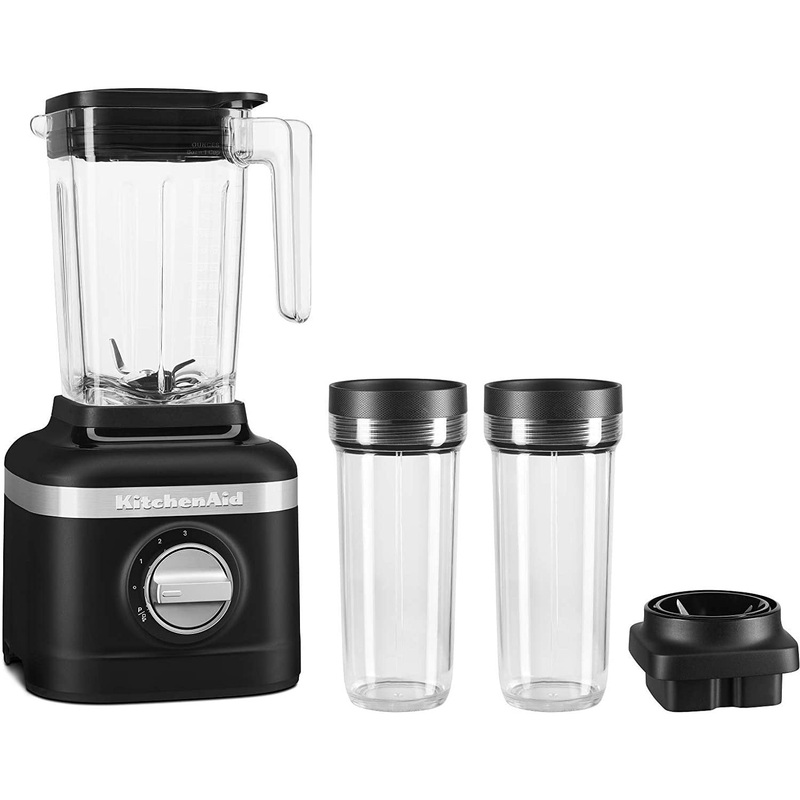 KitchenAid - 1.4 L K150 Matte Black 3 Speed Ice Crushing Blender with 2 Personal Blender Jars - KSB1332BM