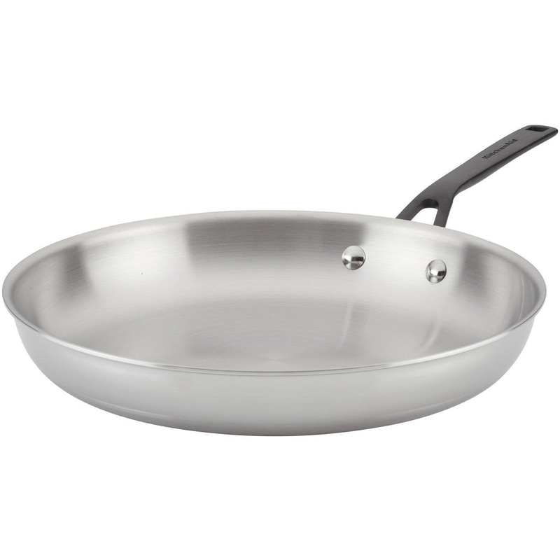 KitchenAid - 12.25" 5-Ply Clad Polished Stainless Steel Frying Pan - 30007