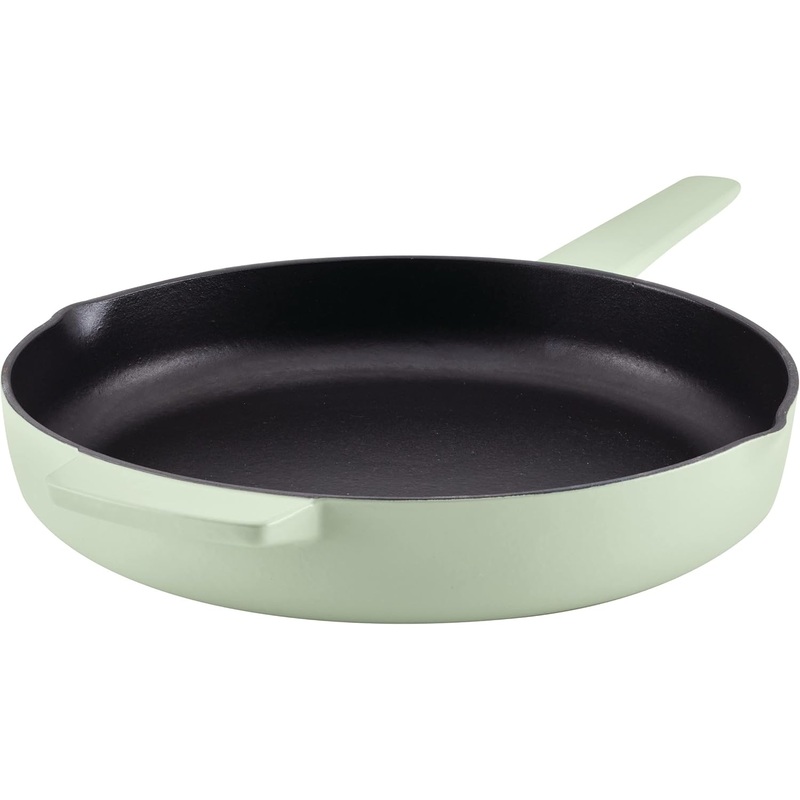 KitchenAid - 12" Pistachio Enameled Cast Iron Fry Pan/Skillet with Helper Handle and Pour Spouts - 48553