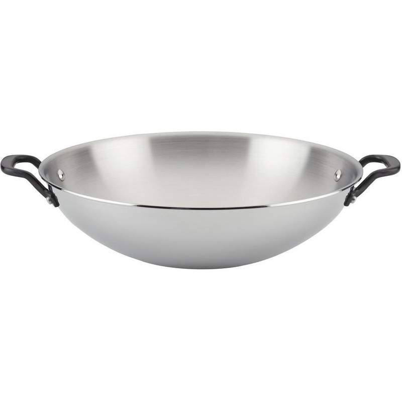 KitchenAid - 15" 5-Ply Clad Polished Stainless Steel Wok 38cm - 30008-TF05