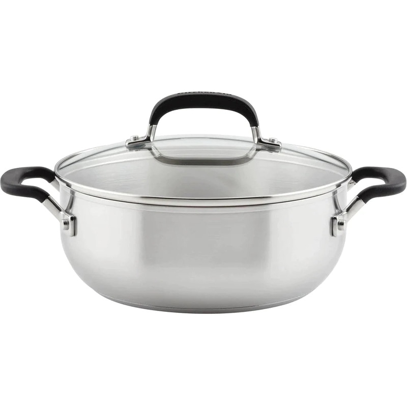 KitchenAid - 4 QT Brushed Stainless Steel Casserole with Lid - 71021