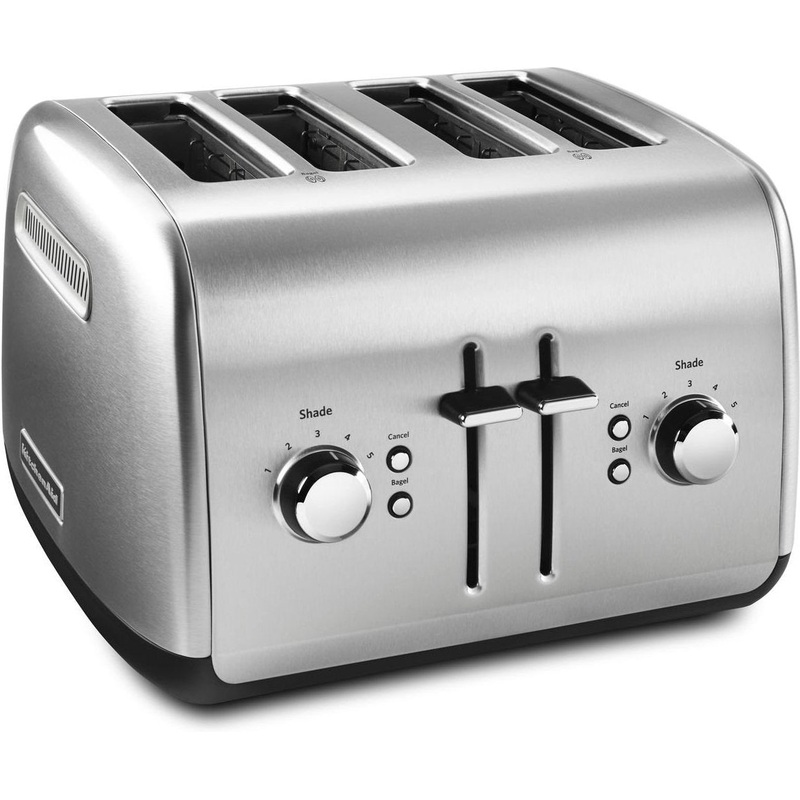 KitchenAid - 4-Slice Brushed Stainless Toaster with Manual High-Lift Lever - KMT4115SX