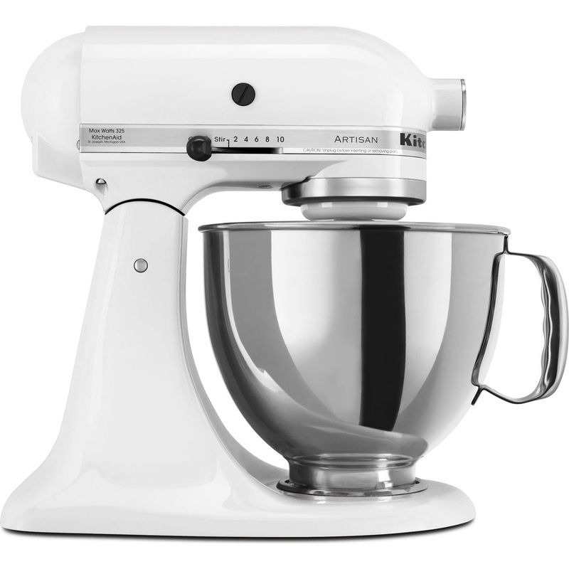 KitchenAid - 5 QT Artisan White Tilt-Head Stand Mixer  - KSM150PSWH