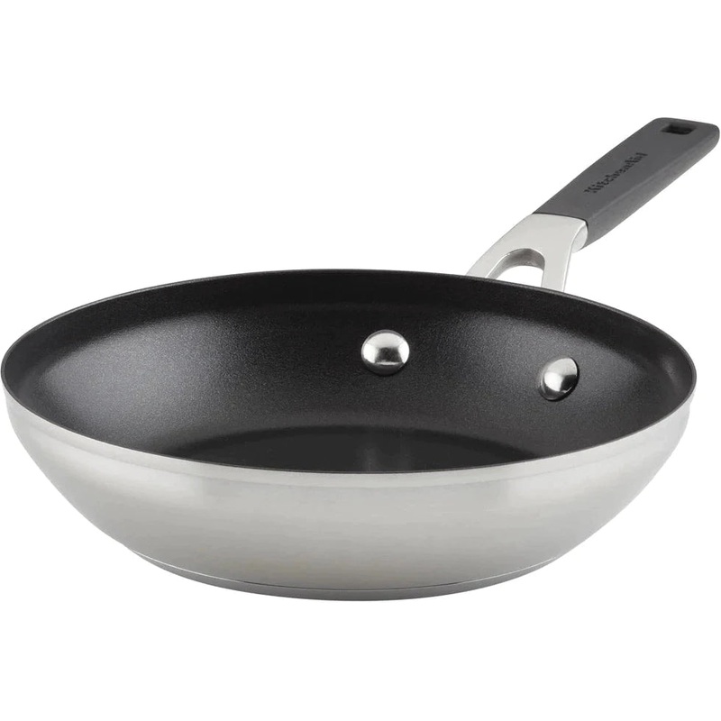 KitchenAid - 8" Brushed Stainless Steel Nonstick Fry Pan - 71019