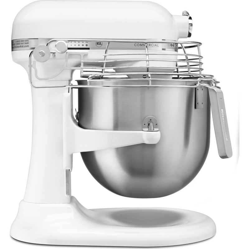 KitchenAid - 8 QT NSF Certified Commercial Series White Bowl-Lift Stand Mixer with Stainless Steel Bowl Guard - KSMC895WH