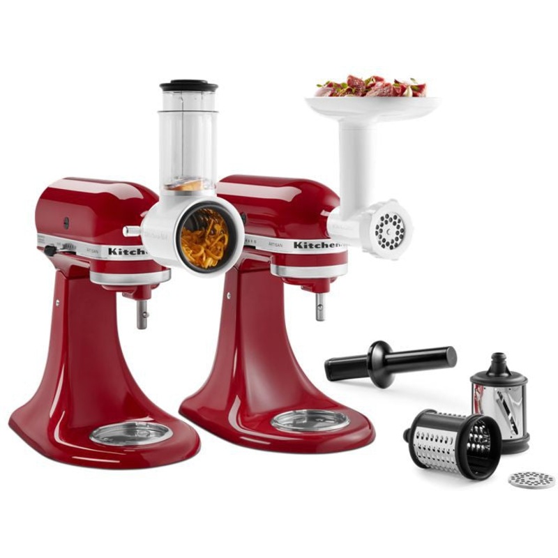 KitchenAid - Food Grinder + Fresh Prep Slicer/Shredder Attachment Bundle - KSM2VSGA