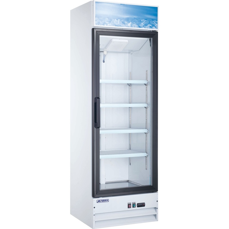 Aurora - 26" 13 Cu.Ft. White Single Glass Door Refrigerator with Lightbox - 59035
