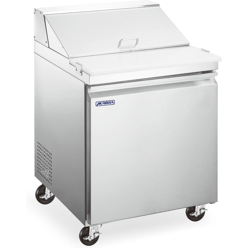 Aurora - 28" 7 Cu.Ft. Mega Top Stainless Steel Refrigerated Prep Table with Single Door - 59049
