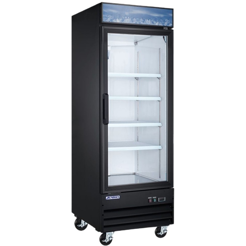Aurora - 29" 22.6 Cu.Ft. Black Single Glass Door Refrigerator with Lightbox - 59036