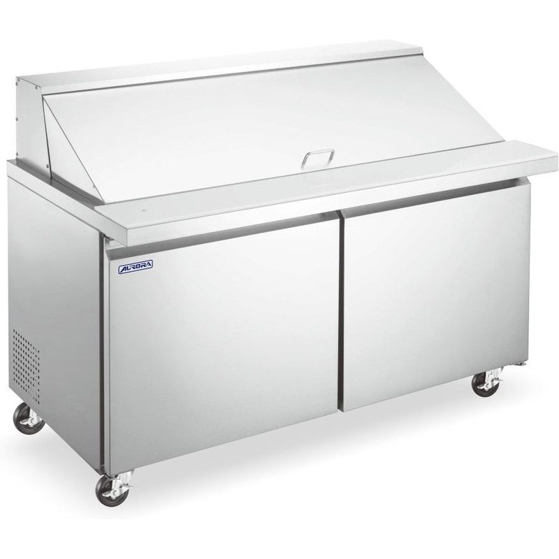 Aurora - 60" 16.6 Cu. Ft. Mega Top Stainless Steel Refrigerated Prep Table with Double Door - 59051