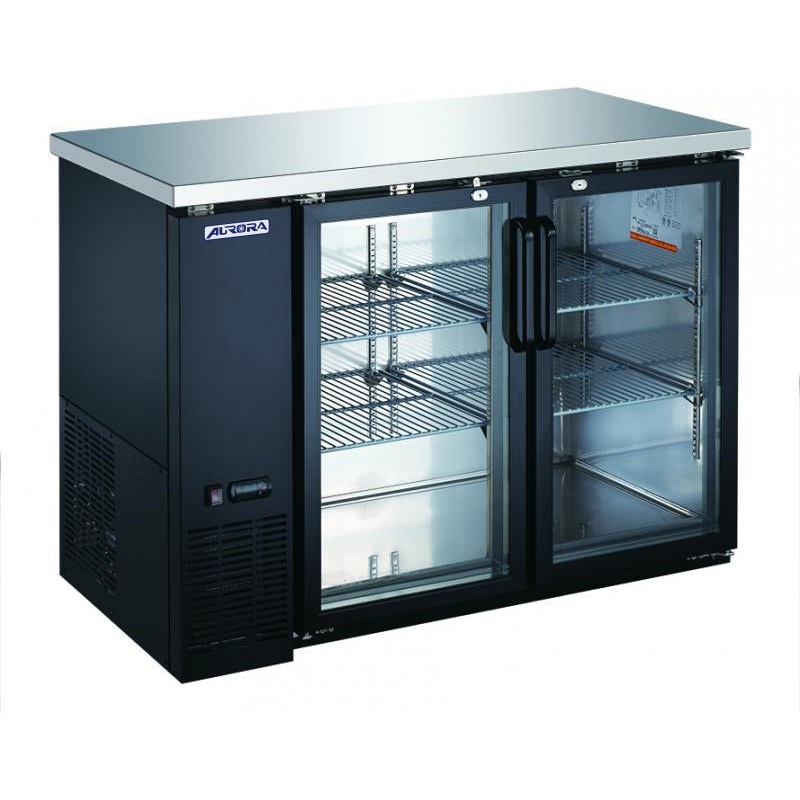 Aurora - 61" 120V Commercial Double Solid Door Back Bar Cooler, 15.8 Cu. Ft. - 59059