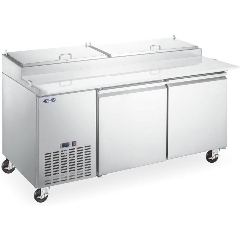 Aurora - 67" 15.6 Cu. Ft. Stainless Steel Refrigerated Pizza Prep Table with Double Door - 59043