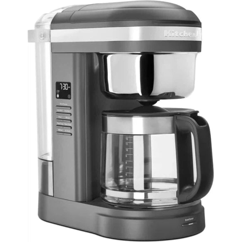 KitchenAid - 12 Cup Matte Charcoal Grey Drip Coffee Maker with Spiral Showerhead and Programmable Warming Plate - KCM1209DG