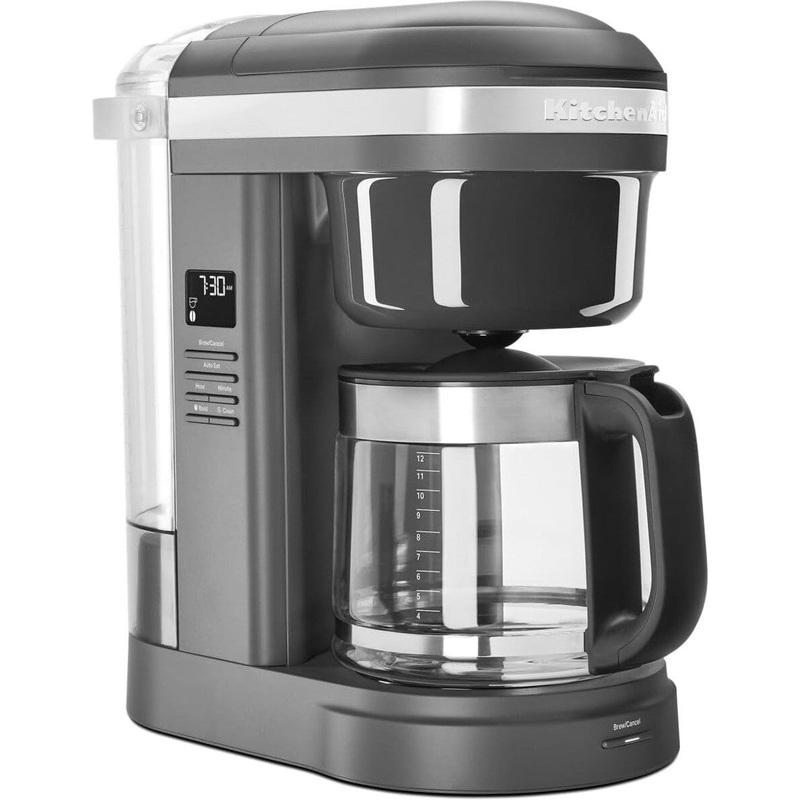 KitchenAid - 12 Cup Matte Charcoal Grey Drip Coffee Maker with Spiral Showerhead - KCM1208DG