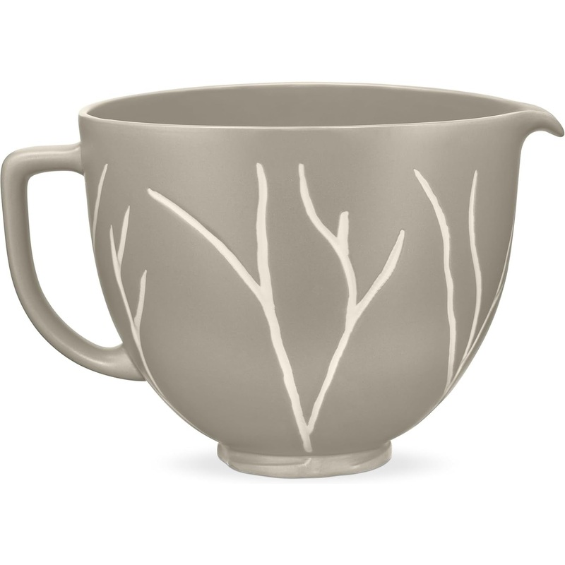 KitchenAid - 5 QT Bare Leaves Ceramic Bowl with Handle for Tilt Head Mixers - KSM2CB5BL