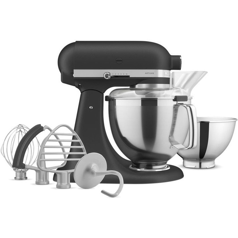 KitchenAid - 5 QT Black Artisan Tilt-Head Stand Mixer with Premium Accessory Pack Imperial - KSM195PSBK
