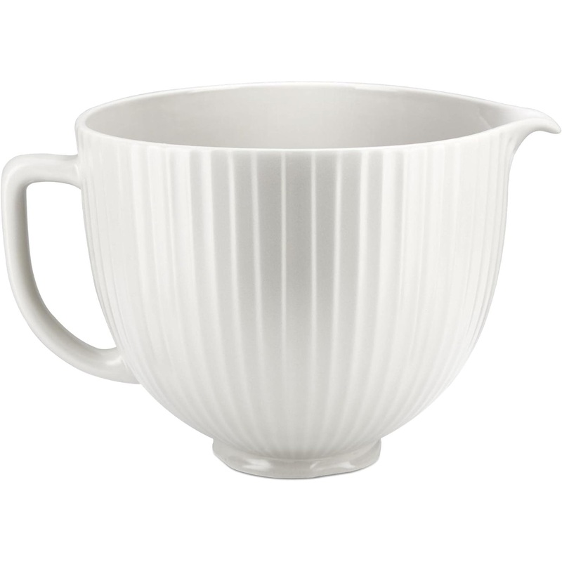 KitchenAid - 5 QT Classic Column Ceramic Bowl with Handle for Tilt Head Mixers - KSM2CB5PCC