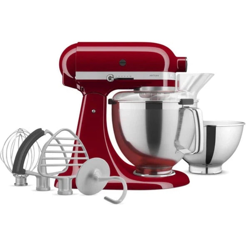 KitchenAid - 5 QT Empire Red Artisan Tilt-Head Stand Mixer with Premium Accessory Pack - KSM195PSER
