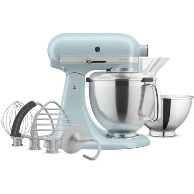 KitchenAid - 5 QT Mineral Water Blue Artisan Tilt-Head Stand Mixer with Premium Accessory Pack - KSM195PSMI