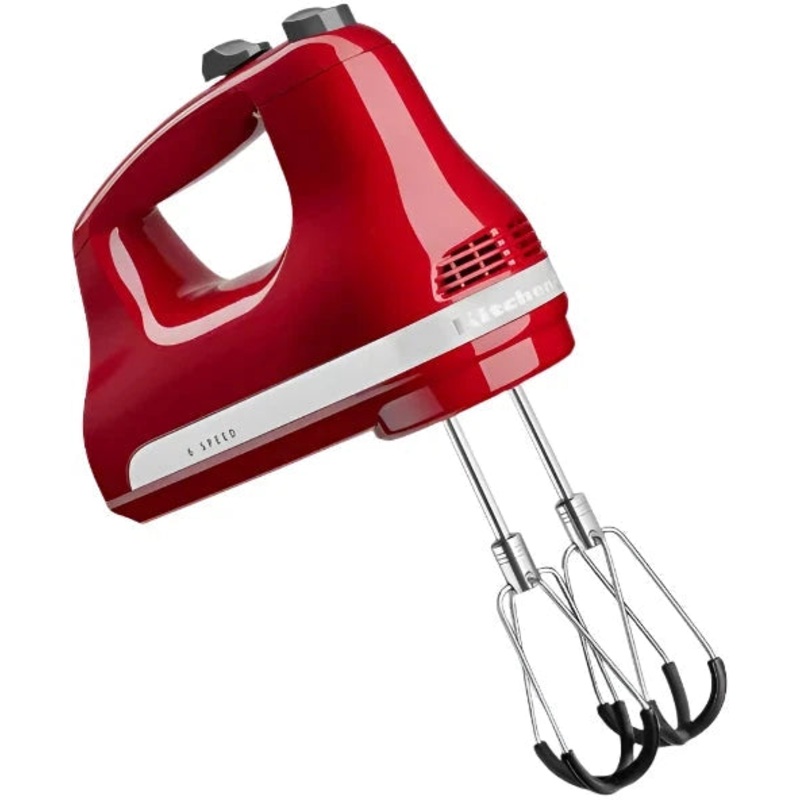 KitchenAid - 6 Speed Empire Red Hand Mixer with Flex Edge Beaters - KHM6118ER