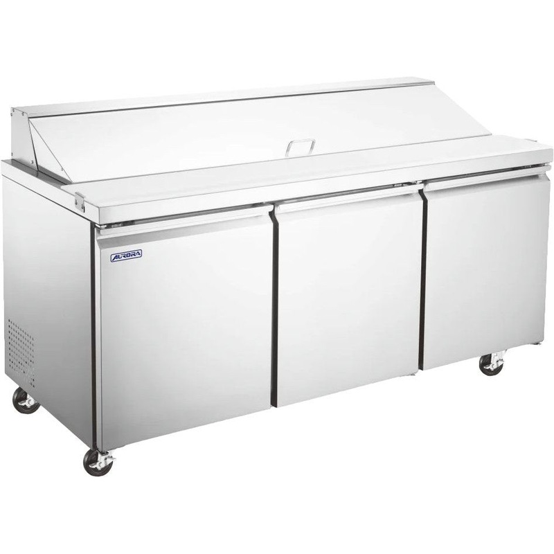 Aurora - 70 Mega Top Refrigerated Prep Table, 3 Doors, Stainless Steel, 19.5 Cu. Ft. (553 L) Capacity - 59130