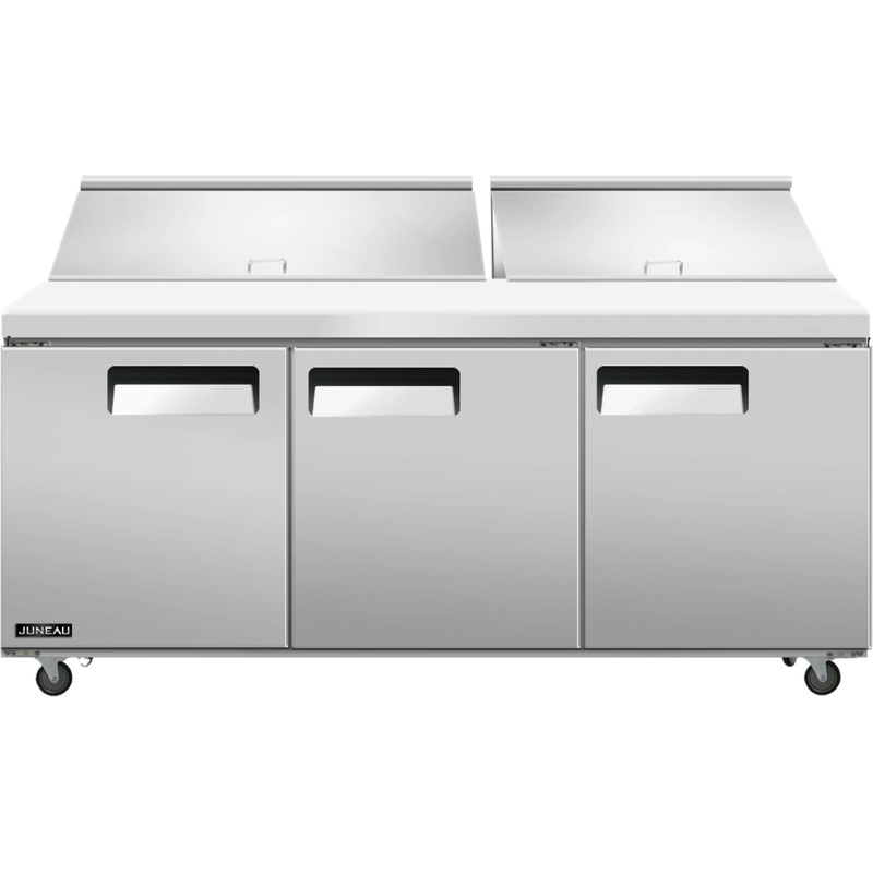 Juneau - 72 Refrigerated Prep Table, 3 Doors, 11 Cu.Ft Capacity - 58009