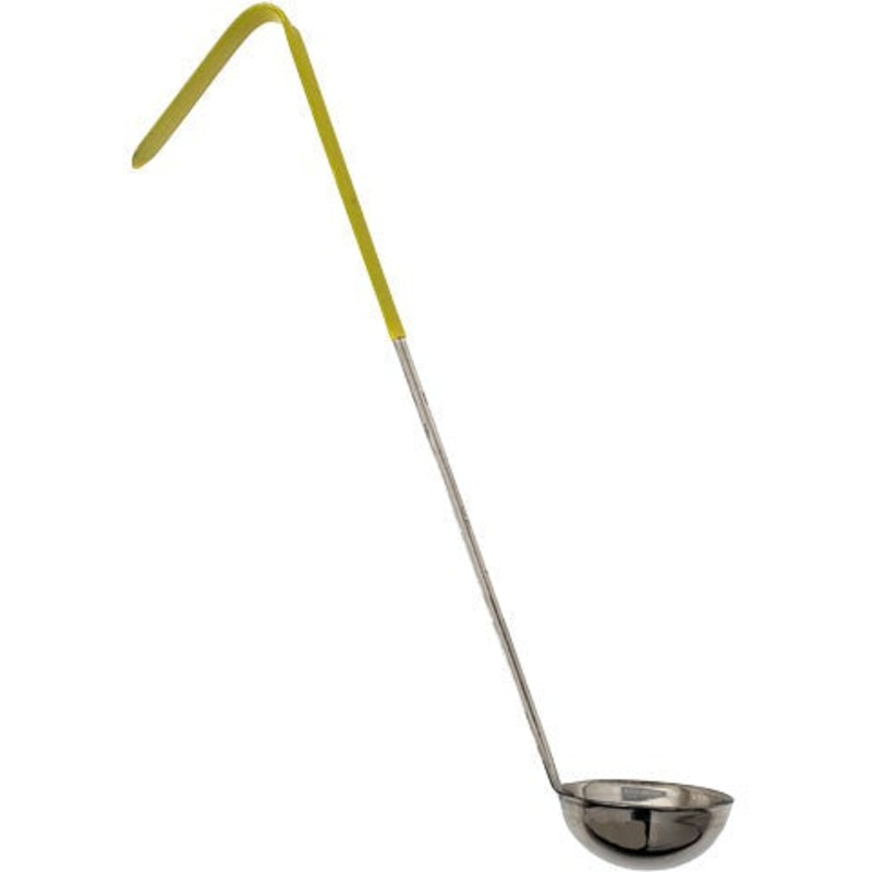 Omcan - 1 Oz One-Piece Stainless Steel Ladle with Yellow Handle, Pack of 40 - 80761