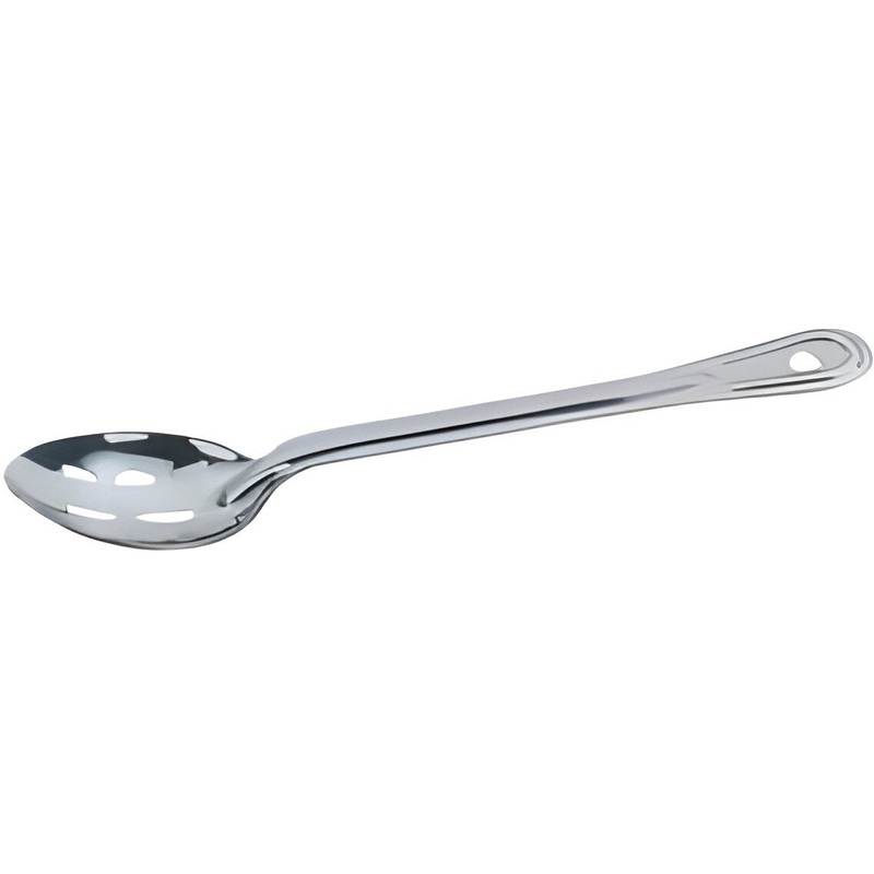 Omcan - 11" Heavy-Duty Stainless Steel Slotted Basting Spoon, Pack of 70 - 80719