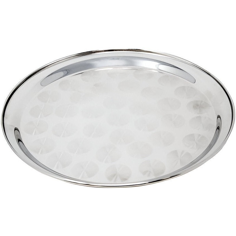 Omcan - 12" Stainless Steel Round Serving Tray, Pack of 15 - 80811